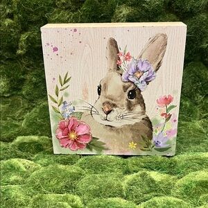 Floral Easter Bunny Art Block